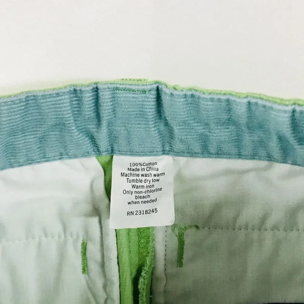 Vineyard Vines Shep & Ian Boy's 5 Shorts Green Solid Corduroy Bermuda BY27